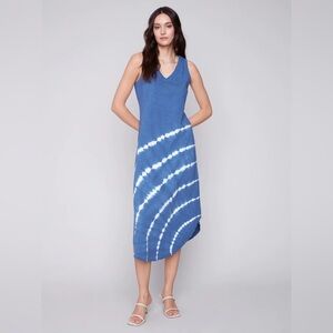 New Charlie B Denim Blue Tie Dye Slub Dress